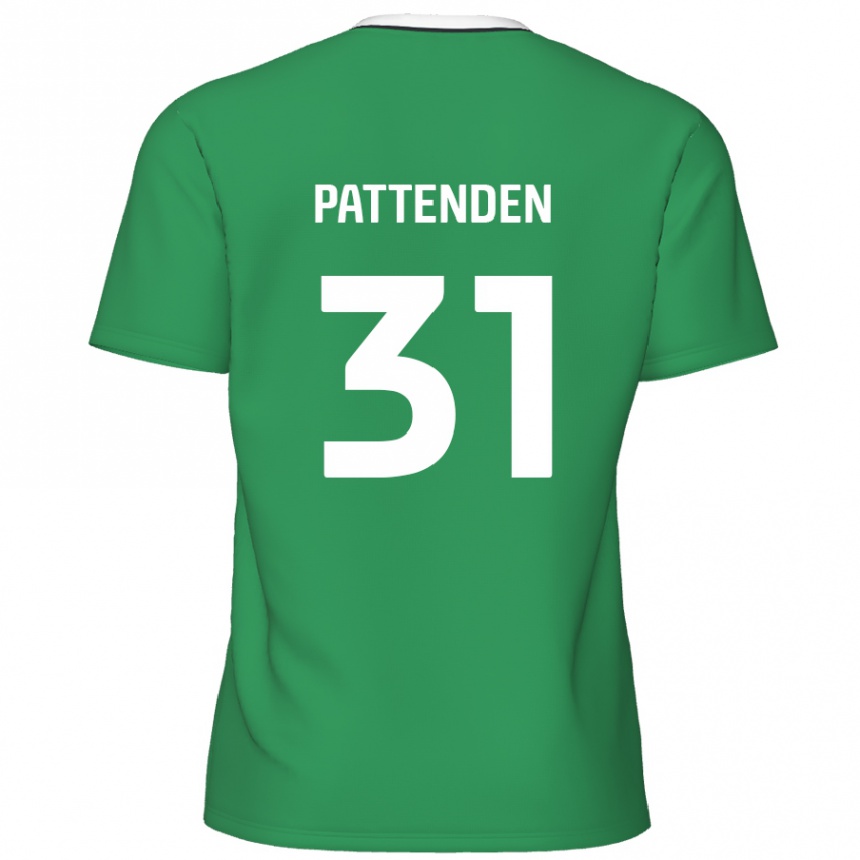 Gyermek Labdarúgás Jasper Pattenden #31 Zöld Fehér Csíkok Idegenbeli Jersey 2024/25 Mez Póló Ing