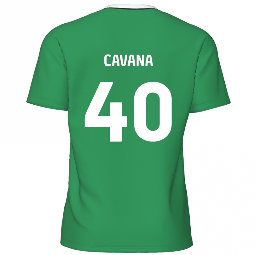 Gyermek Labdarúgás Max Cavana #40 Zöld Fehér Csíkok Idegenbeli Jersey 2024/25 Mez Póló Ing