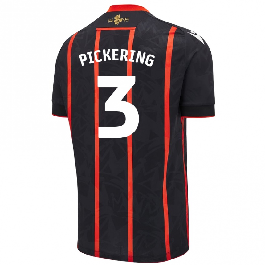 Gyermek Labdarúgás Harry Pickering #3 Fekete Piros Idegenbeli Jersey 2024/25 Mez Póló Ing