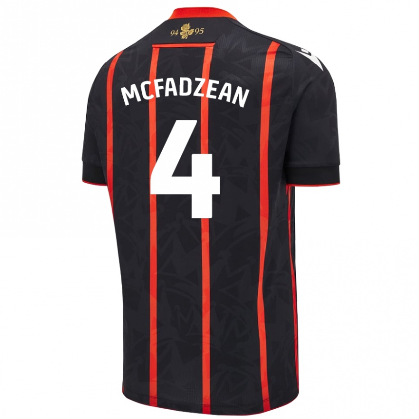 Gyermek Labdarúgás Kyle Mcfadzean #4 Fekete Piros Idegenbeli Jersey 2024/25 Mez Póló Ing