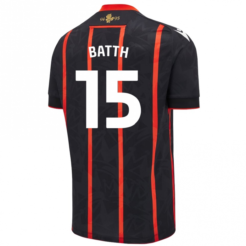 Gyermek Labdarúgás Danny Batth #15 Fekete Piros Idegenbeli Jersey 2024/25 Mez Póló Ing