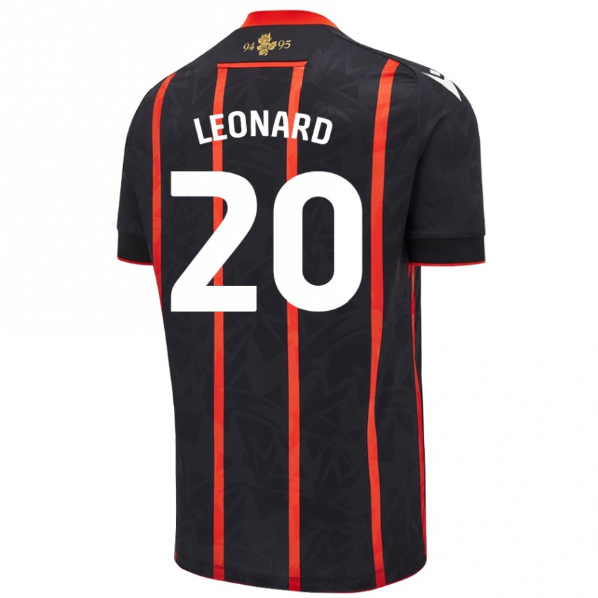 Gyermek Labdarúgás Harry Leonard #20 Fekete Piros Idegenbeli Jersey 2024/25 Mez Póló Ing