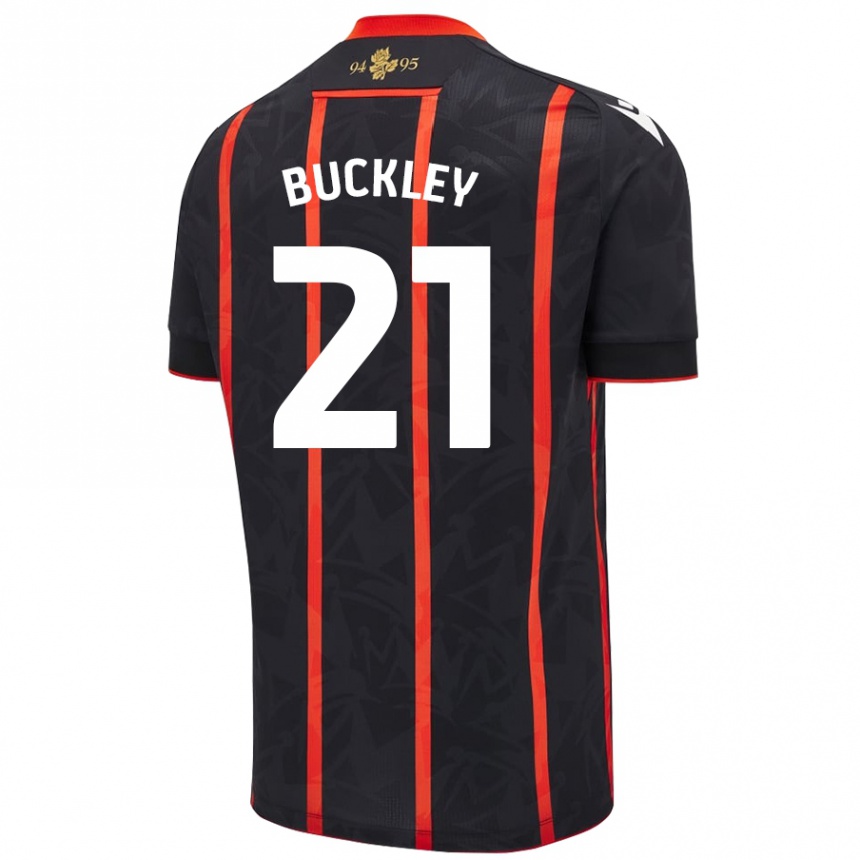 Gyermek Labdarúgás John Buckley #21 Fekete Piros Idegenbeli Jersey 2024/25 Mez Póló Ing