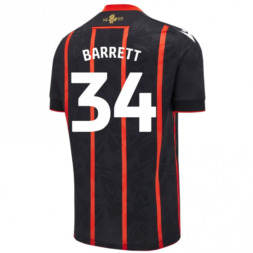 Gyermek Labdarúgás Jack Barrett #34 Fekete Piros Idegenbeli Jersey 2024/25 Mez Póló Ing