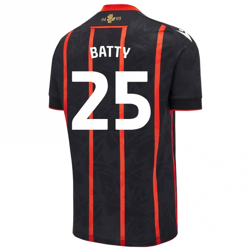 Gyermek Labdarúgás Jake Batty #25 Fekete Piros Idegenbeli Jersey 2024/25 Mez Póló Ing