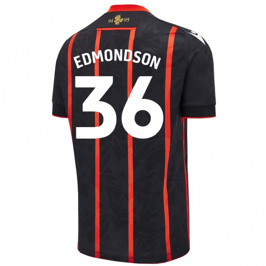 Gyermek Labdarúgás James Edmondson #36 Fekete Piros Idegenbeli Jersey 2024/25 Mez Póló Ing