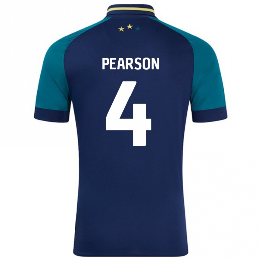 Gyermek Labdarúgás Matty Pearson #4 Navy Sötétzöld Idegenbeli Jersey 2024/25 Mez Póló Ing