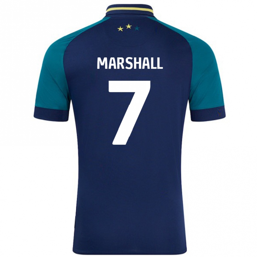 Gyermek Labdarúgás Callum Marshall #7 Navy Sötétzöld Idegenbeli Jersey 2024/25 Mez Póló Ing