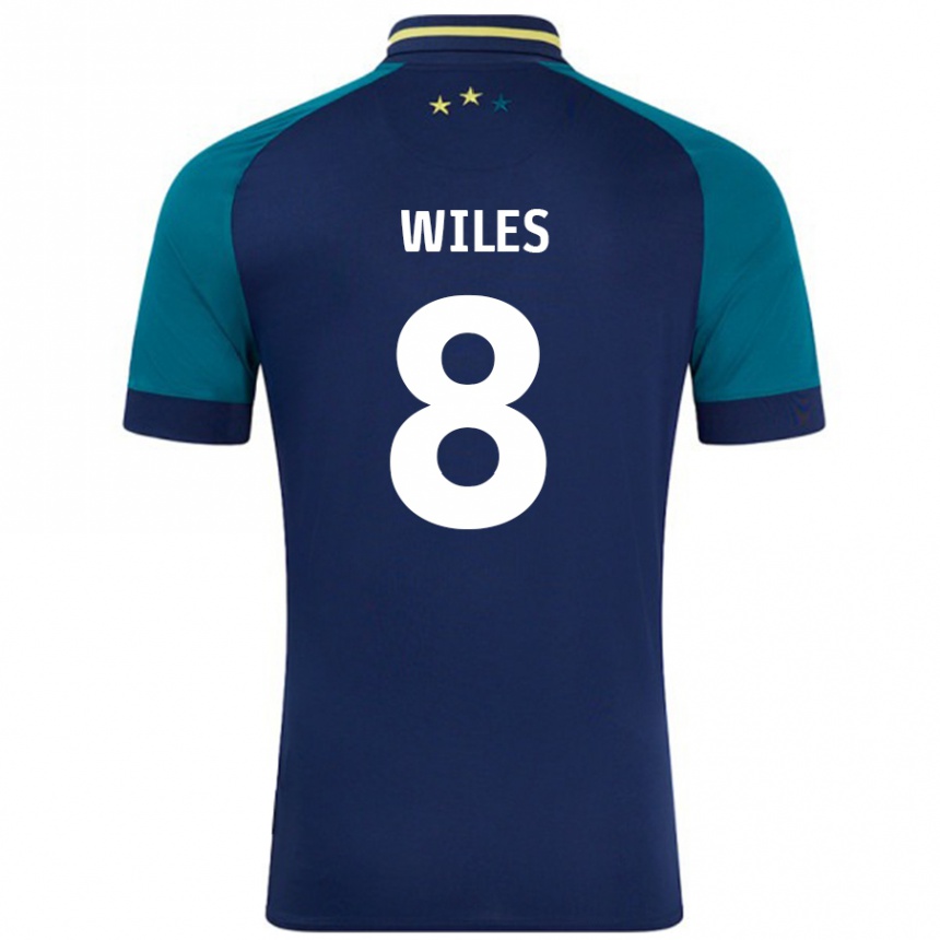 Gyermek Labdarúgás Ben Wiles #8 Navy Sötétzöld Idegenbeli Jersey 2024/25 Mez Póló Ing