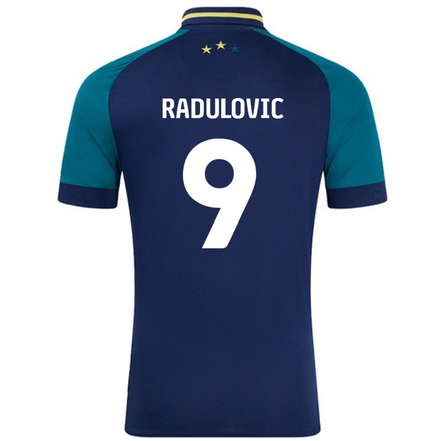 Gyermek Labdarúgás Bojan Radulovic #9 Navy Sötétzöld Idegenbeli Jersey 2024/25 Mez Póló Ing