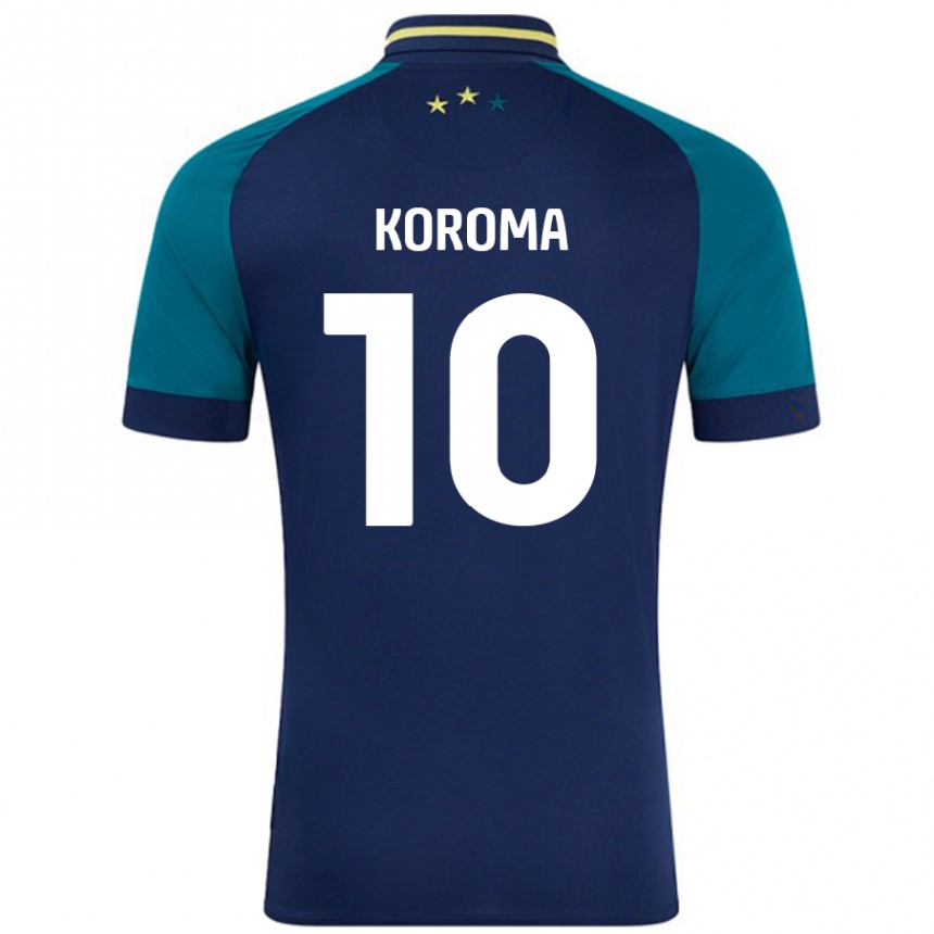 Gyermek Labdarúgás Josh Koroma #10 Navy Sötétzöld Idegenbeli Jersey 2024/25 Mez Póló Ing