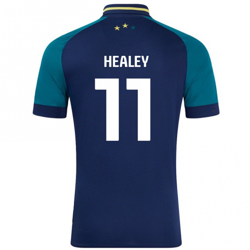 Gyermek Labdarúgás Rhys Healey #11 Navy Sötétzöld Idegenbeli Jersey 2024/25 Mez Póló Ing