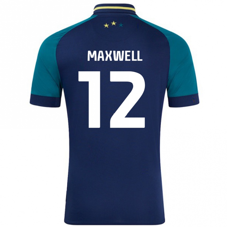 Gyermek Labdarúgás Chris Maxwell #12 Navy Sötétzöld Idegenbeli Jersey 2024/25 Mez Póló Ing