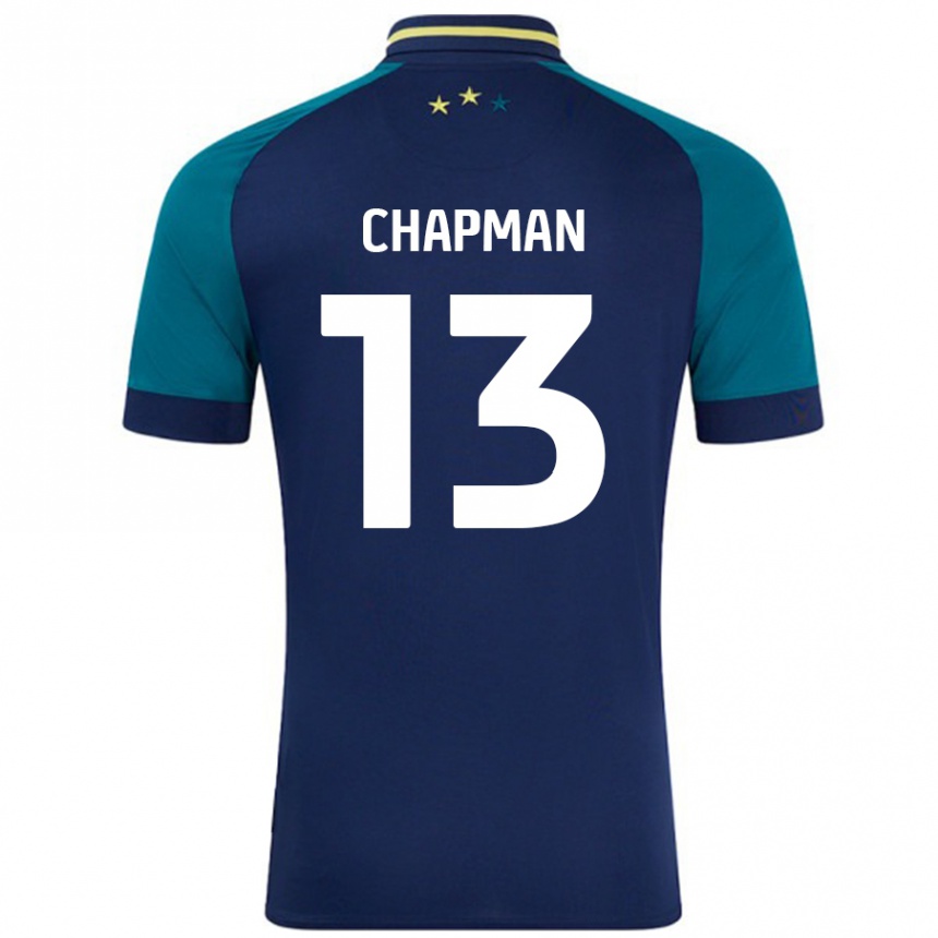 Gyermek Labdarúgás Jacob Chapman #13 Navy Sötétzöld Idegenbeli Jersey 2024/25 Mez Póló Ing