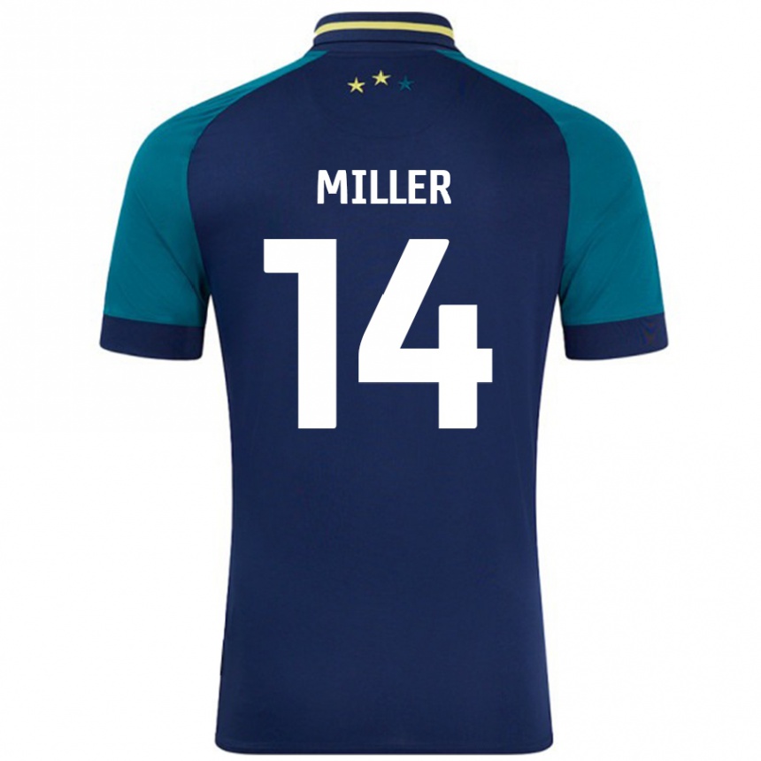 Gyermek Labdarúgás Mickel Miller #14 Navy Sötétzöld Idegenbeli Jersey 2024/25 Mez Póló Ing