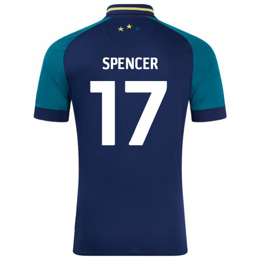 Gyermek Labdarúgás Brodie Spencer #17 Navy Sötétzöld Idegenbeli Jersey 2024/25 Mez Póló Ing