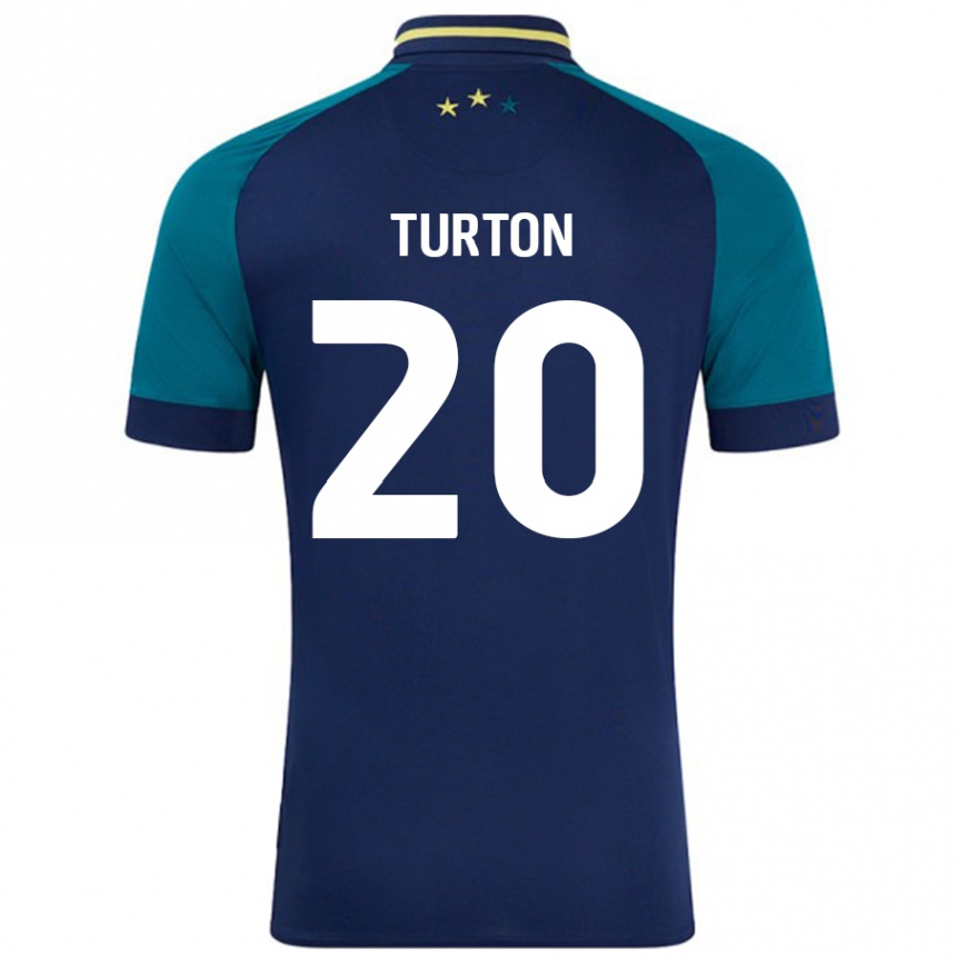 Gyermek Labdarúgás Ollie Turton #20 Navy Sötétzöld Idegenbeli Jersey 2024/25 Mez Póló Ing