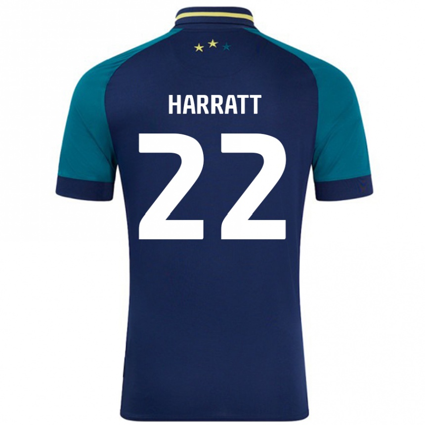 Gyermek Labdarúgás Kian Harratt #22 Navy Sötétzöld Idegenbeli Jersey 2024/25 Mez Póló Ing