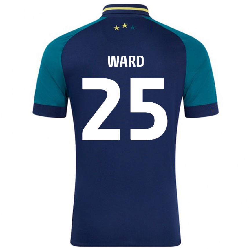 Gyermek Labdarúgás Danny Ward #25 Navy Sötétzöld Idegenbeli Jersey 2024/25 Mez Póló Ing