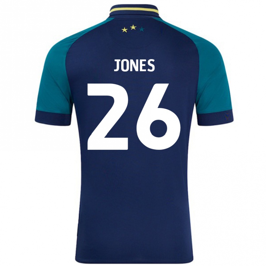 Gyermek Labdarúgás Patrick Jones #26 Navy Sötétzöld Idegenbeli Jersey 2024/25 Mez Póló Ing