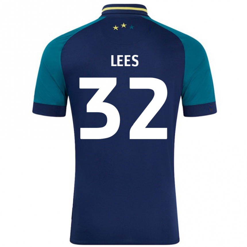 Gyermek Labdarúgás Tom Lees #32 Navy Sötétzöld Idegenbeli Jersey 2024/25 Mez Póló Ing