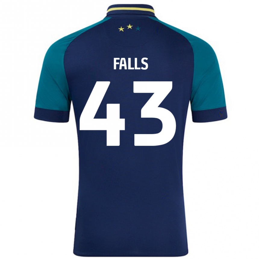 Gyermek Labdarúgás Conor Falls #43 Navy Sötétzöld Idegenbeli Jersey 2024/25 Mez Póló Ing