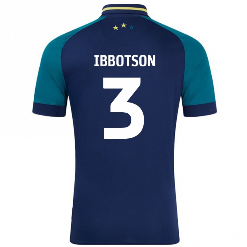 Gyermek Labdarúgás Beth Ibbotson #3 Navy Sötétzöld Idegenbeli Jersey 2024/25 Mez Póló Ing