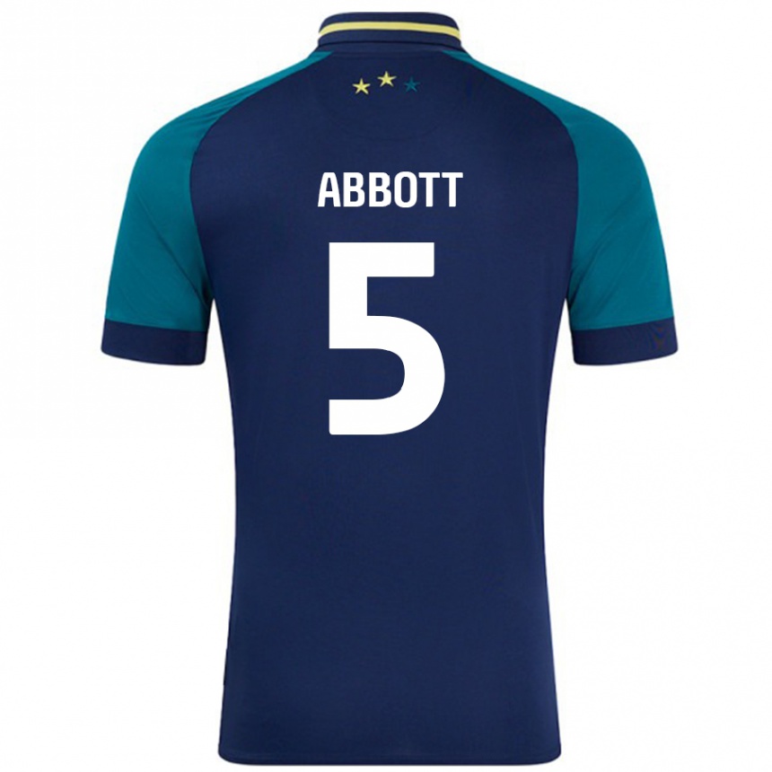 Gyermek Labdarúgás Vicky Abbott #5 Navy Sötétzöld Idegenbeli Jersey 2024/25 Mez Póló Ing