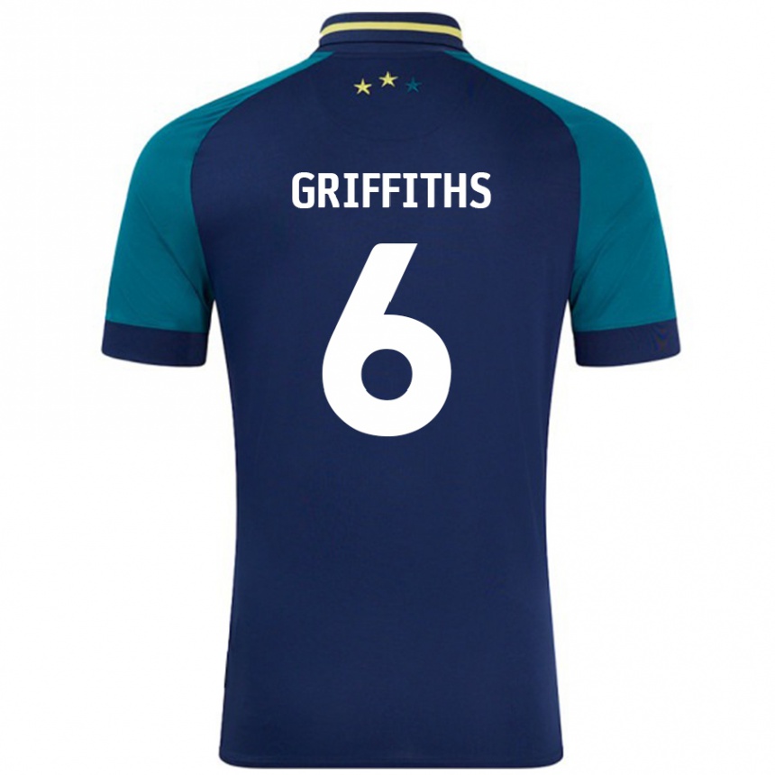 Gyermek Labdarúgás Lauren Griffiths #6 Navy Sötétzöld Idegenbeli Jersey 2024/25 Mez Póló Ing