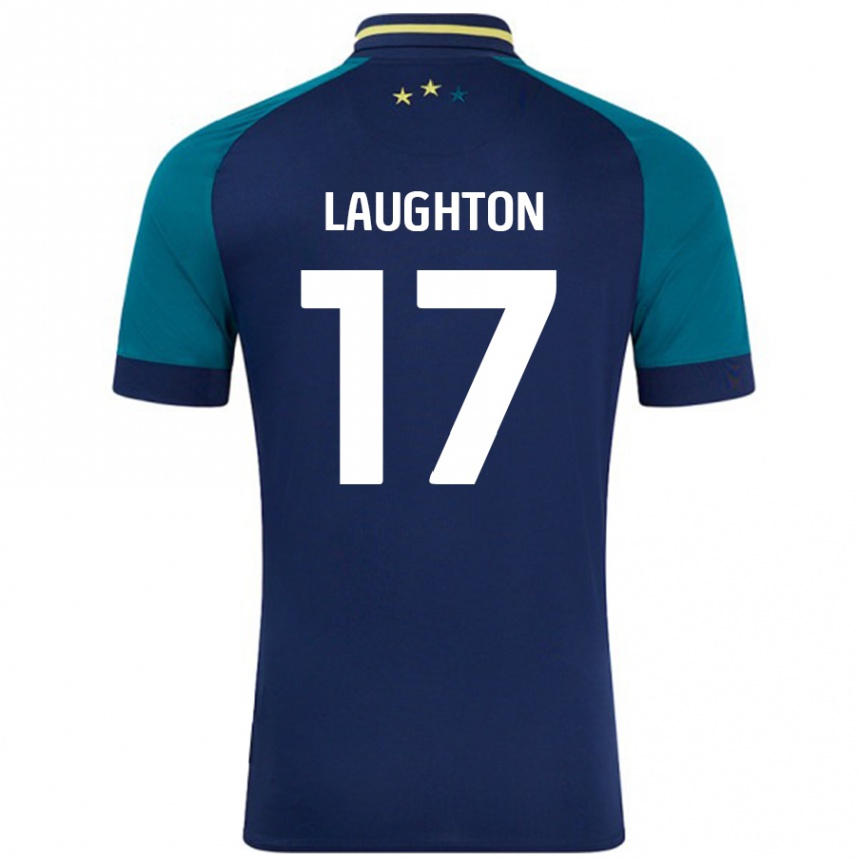 Gyermek Labdarúgás Zoe Laughton #17 Navy Sötétzöld Idegenbeli Jersey 2024/25 Mez Póló Ing