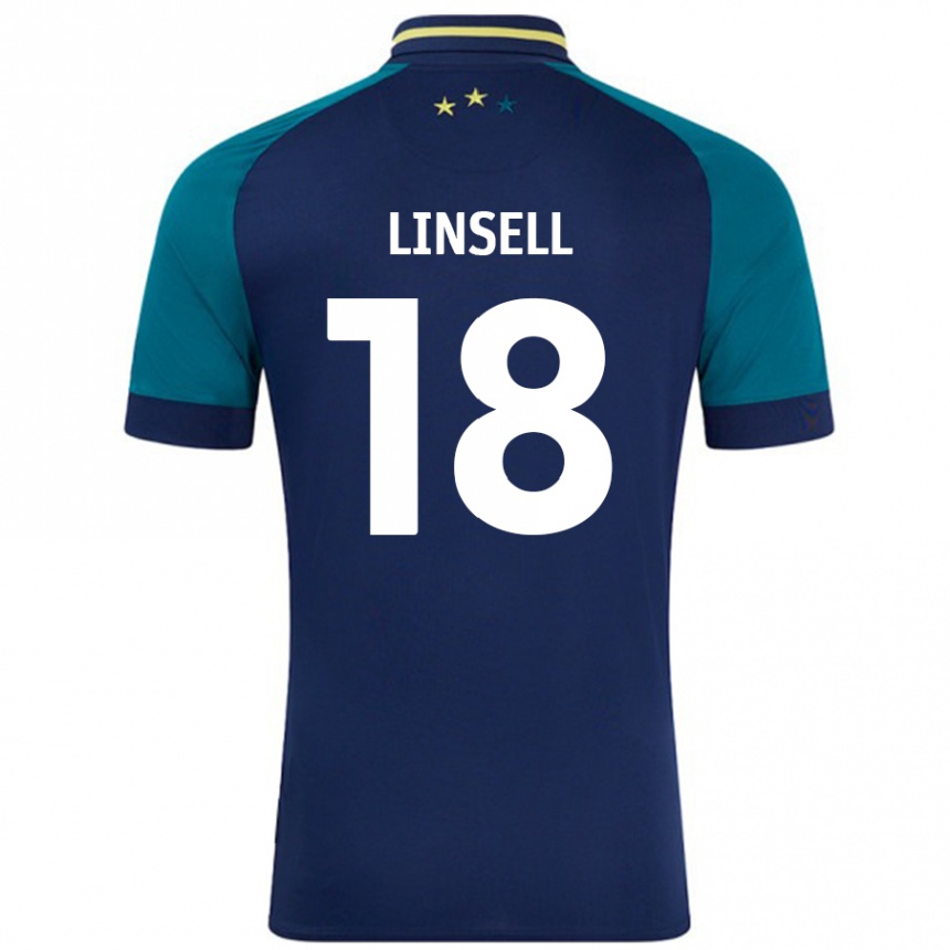 Gyermek Labdarúgás Alice Linsell #18 Navy Sötétzöld Idegenbeli Jersey 2024/25 Mez Póló Ing