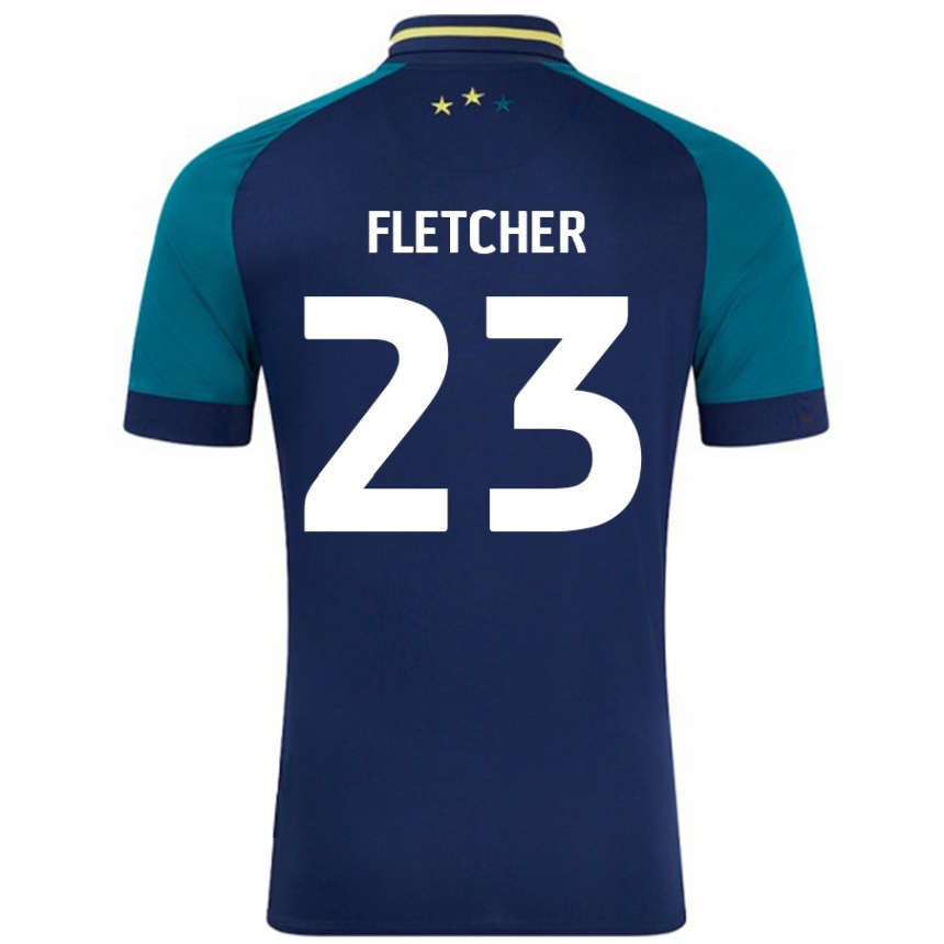 Gyermek Labdarúgás Serena Fletcher #23 Navy Sötétzöld Idegenbeli Jersey 2024/25 Mez Póló Ing