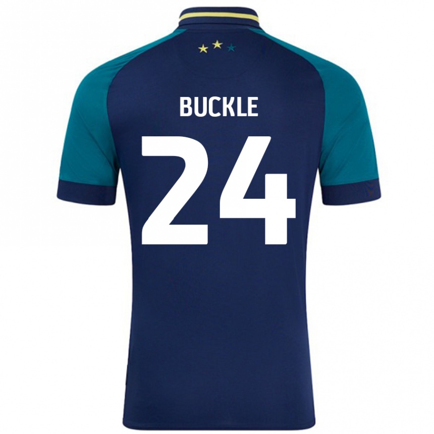 Gyermek Labdarúgás Sharone Buckle #24 Navy Sötétzöld Idegenbeli Jersey 2024/25 Mez Póló Ing