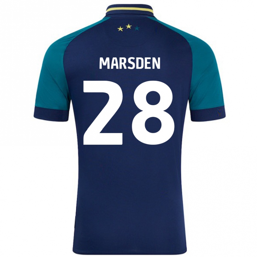 Gyermek Labdarúgás Brooke Marsden #28 Navy Sötétzöld Idegenbeli Jersey 2024/25 Mez Póló Ing