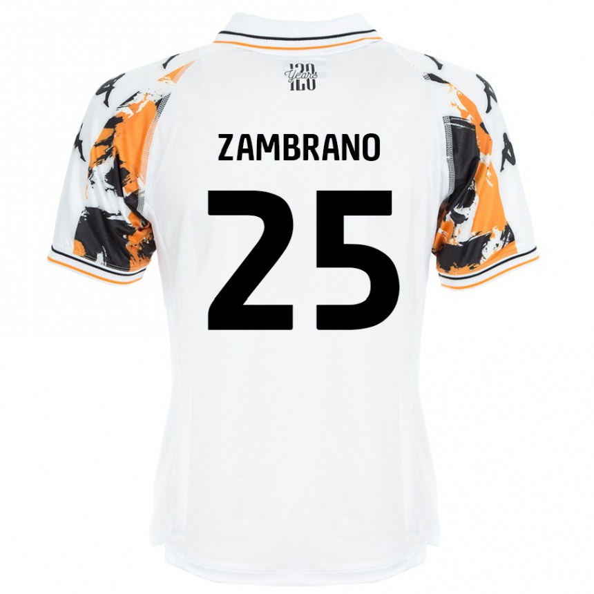 Gyermek Labdarúgás Óscar Zambrano #25 Fehér Idegenbeli Jersey 2024/25 Mez Póló Ing