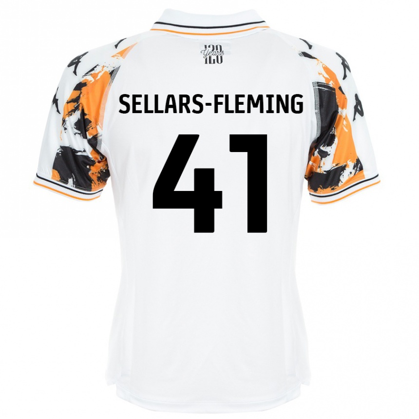 Gyermek Labdarúgás Tyrell Sellars-Fleming #41 Fehér Idegenbeli Jersey 2024/25 Mez Póló Ing