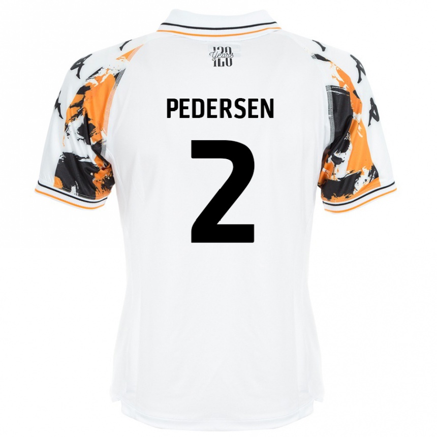 Gyermek Labdarúgás Eden Pedersen #2 Fehér Idegenbeli Jersey 2024/25 Mez Póló Ing