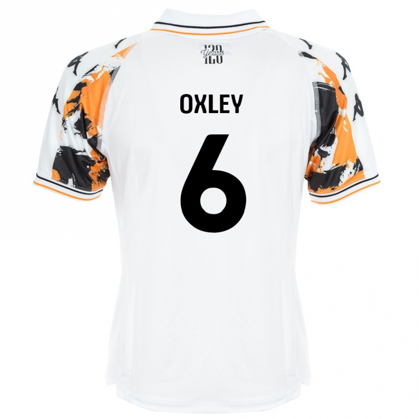 Gyermek Labdarúgás Tilly Oxley #6 Fehér Idegenbeli Jersey 2024/25 Mez Póló Ing