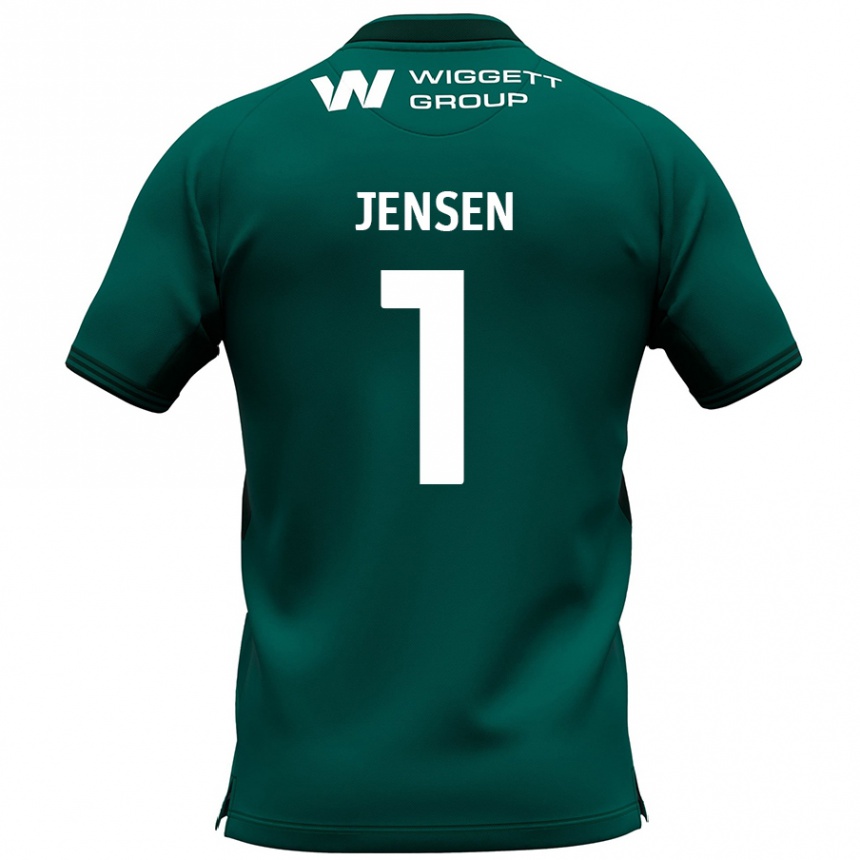 Gyermek Labdarúgás Lukas Jensen #1 Zöld Idegenbeli Jersey 2024/25 Mez Póló Ing