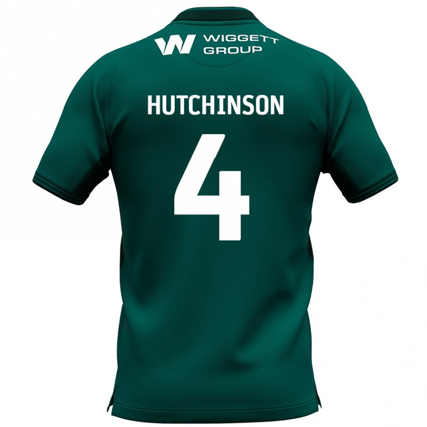 Gyermek Labdarúgás Shaun Hutchinson #4 Zöld Idegenbeli Jersey 2024/25 Mez Póló Ing