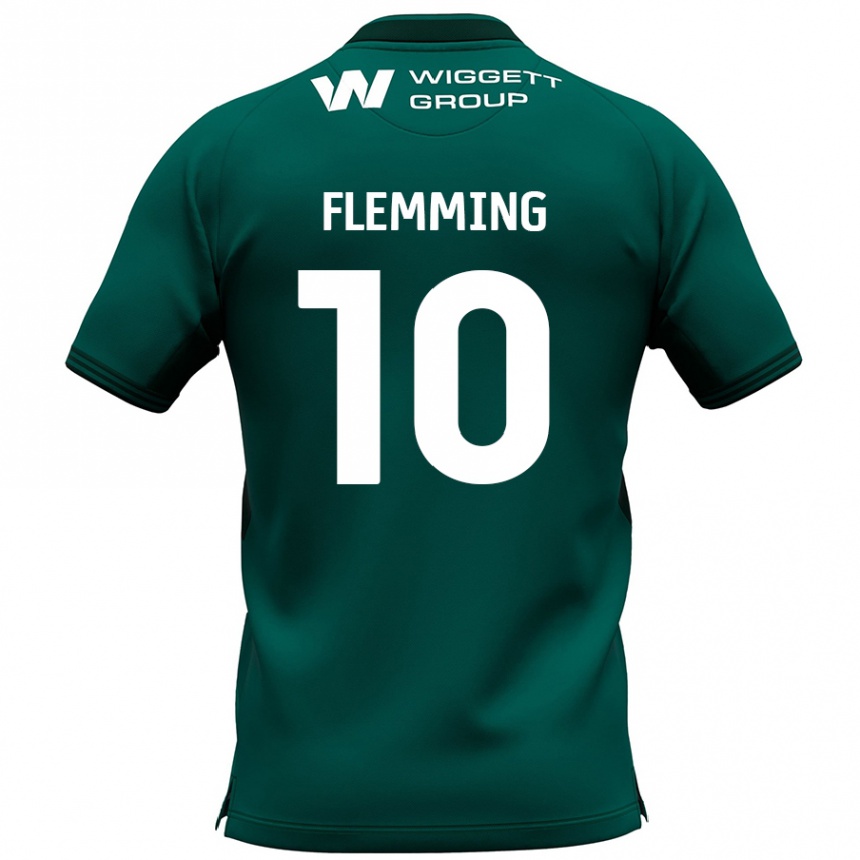 Gyermek Labdarúgás Zian Flemming #10 Zöld Idegenbeli Jersey 2024/25 Mez Póló Ing