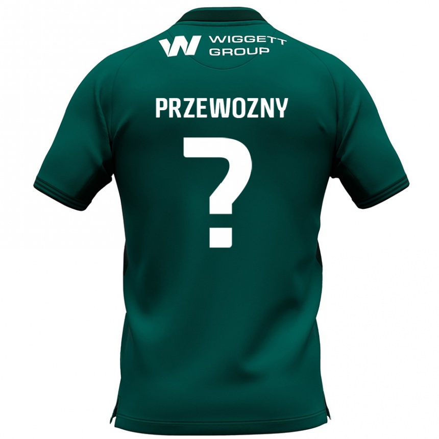 Gyermek Labdarúgás Jakub Przewozny #0 Zöld Idegenbeli Jersey 2024/25 Mez Póló Ing