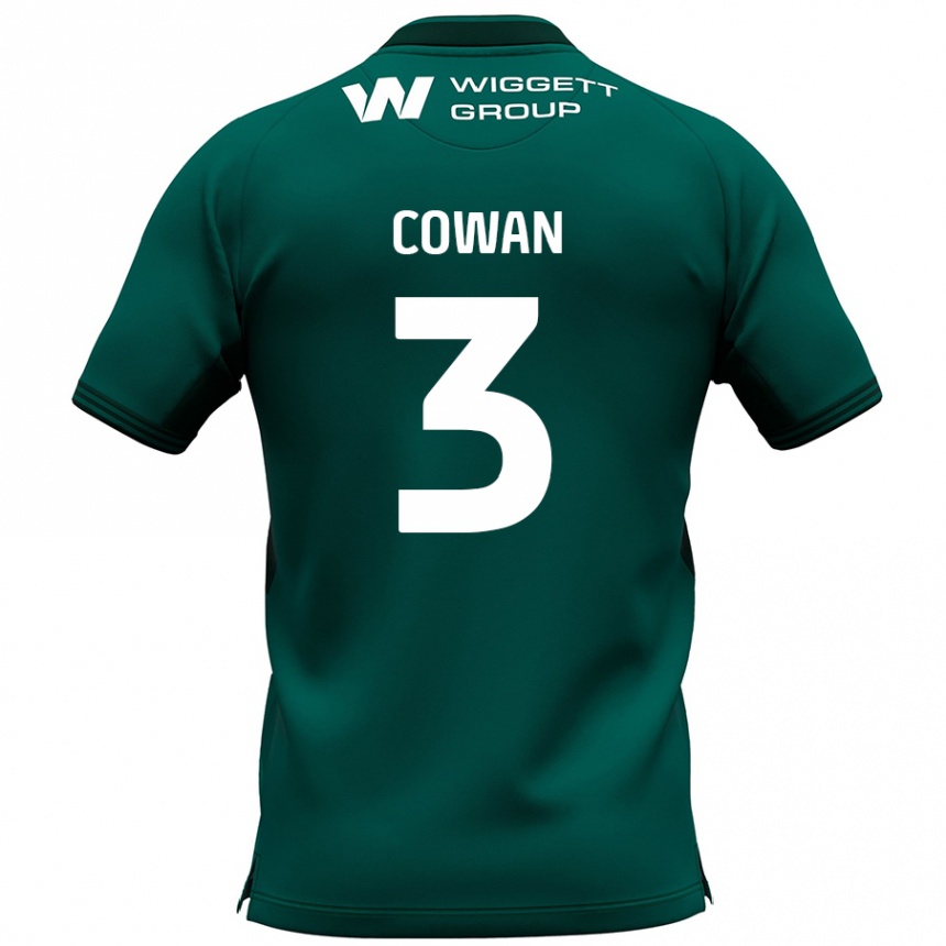 Gyermek Labdarúgás Leanne Cowan #3 Zöld Idegenbeli Jersey 2024/25 Mez Póló Ing