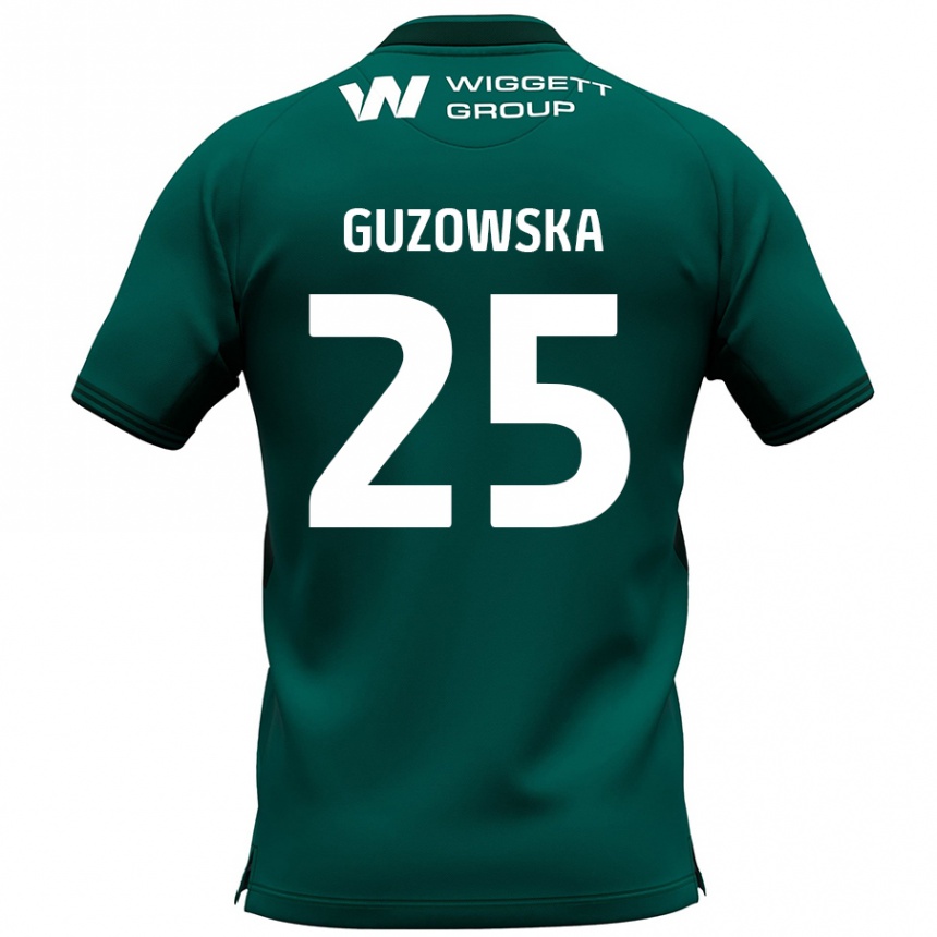 Gyermek Labdarúgás Sara Guzowska #25 Zöld Idegenbeli Jersey 2024/25 Mez Póló Ing