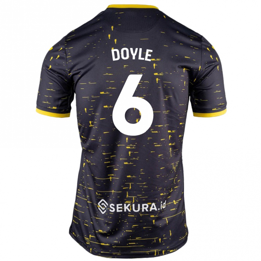 Gyermek Labdarúgás Callum Doyle #6 Fekete Sárga Idegenbeli Jersey 2024/25 Mez Póló Ing