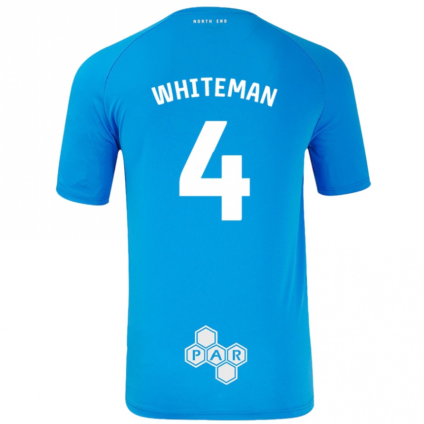 Gyermek Labdarúgás Ben Whiteman #4 Égszínkék Idegenbeli Jersey 2024/25 Mez Póló Ing