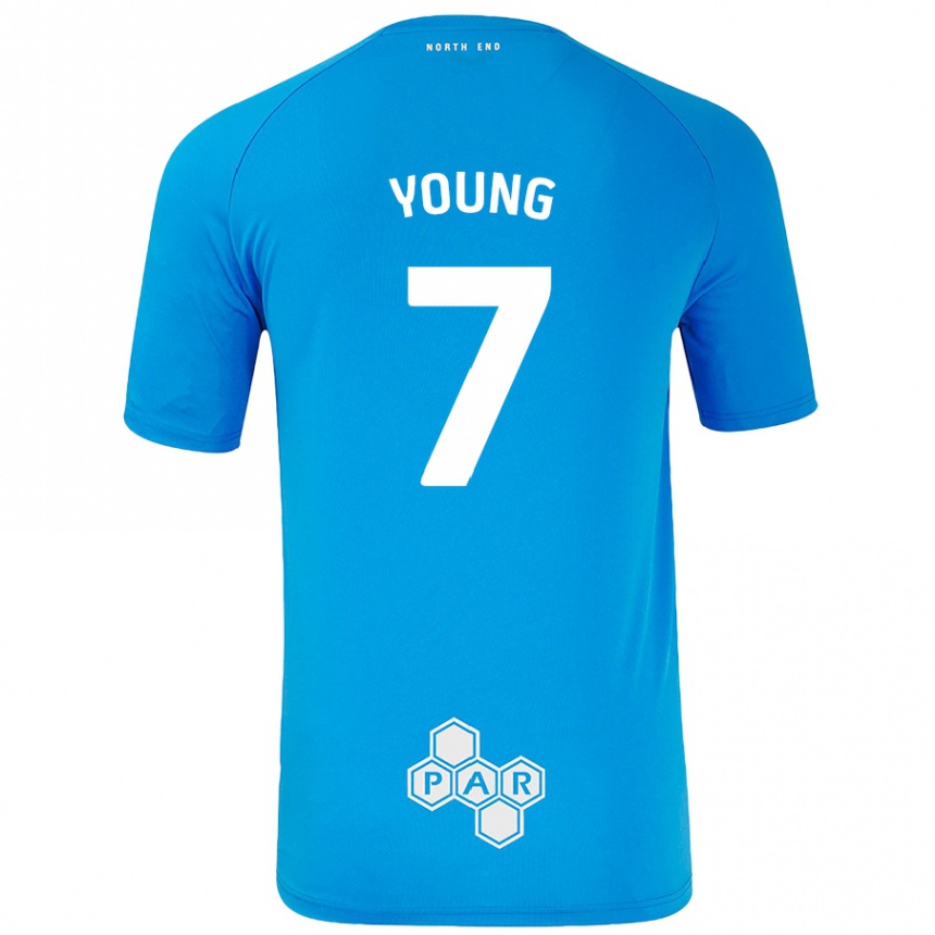 Gyermek Labdarúgás Danielle Young #7 Égszínkék Idegenbeli Jersey 2024/25 Mez Póló Ing