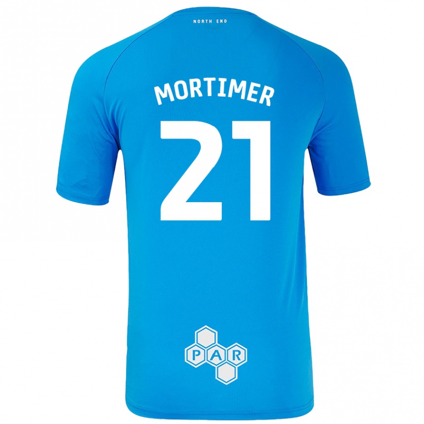 Gyermek Labdarúgás Jodie Mortimer #21 Égszínkék Idegenbeli Jersey 2024/25 Mez Póló Ing