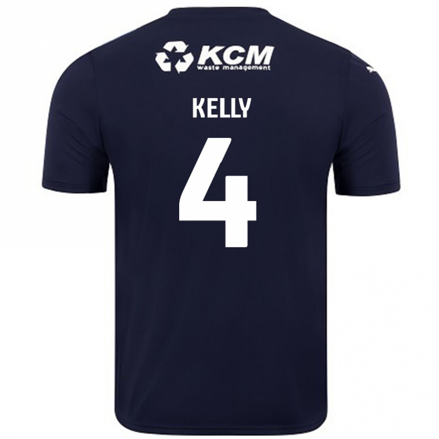 Gyermek Labdarúgás Liam Kelly #4 Sötétkék Idegenbeli Jersey 2024/25 Mez Póló Ing