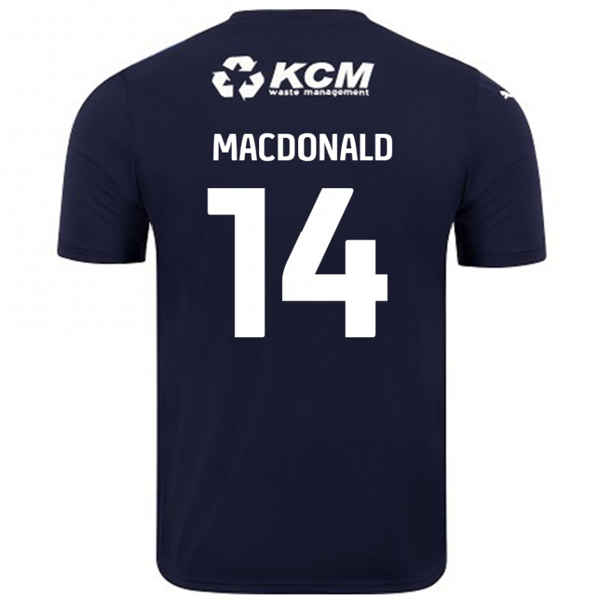 Gyermek Labdarúgás Alex Macdonald #14 Sötétkék Idegenbeli Jersey 2024/25 Mez Póló Ing